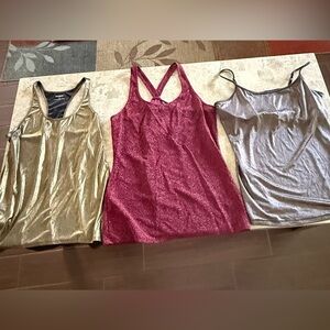 Express Shimmering Tank Tops - Burgundy, Gold, bronze/Taupe